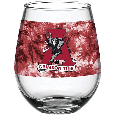 Alabama Crimson Tide 15oz. Vintage Tie-Dye Stemless Wine Glass
