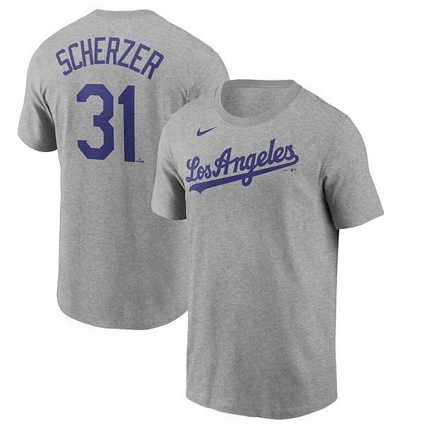 Men's Nike Max Scherzer Gray Los Angeles Dodgers Name & Number T-Shirt