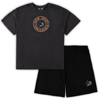 Men's Concepts Sport Black/Heathered Charcoal San Jose Sharks Big & Tall T-Shirt & Shorts Sleep Set
