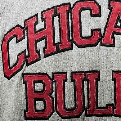 Men's Mitchell & Ness Heathered Gray Chicago Bulls Hardwood Classics Big & Tall Throwback Pullover Hoodie
