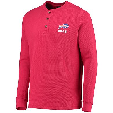 Men's Dunbrooke Red Buffalo Bills Logo Maverick Thermal Henley Long Sleeve T-Shirt