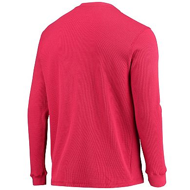 Men's Dunbrooke Red Buffalo Bills Logo Maverick Thermal Henley Long Sleeve T-Shirt