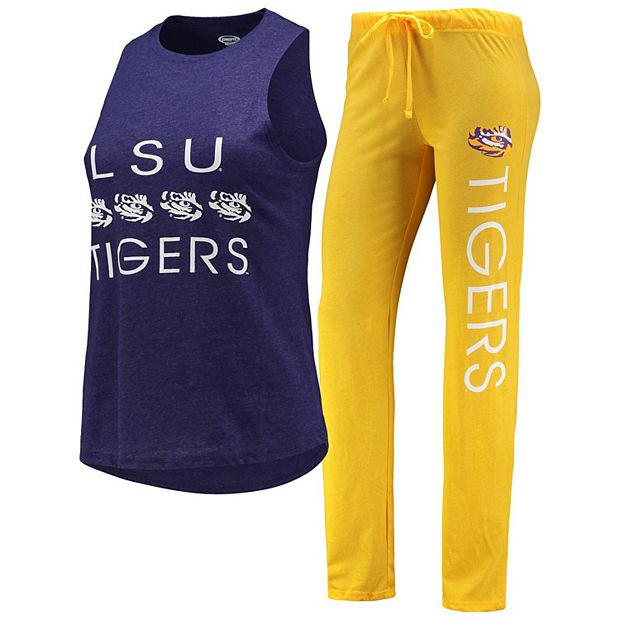 Women s Concepts Sport Gold Purple LSU Tigers Tank Top Pants Sleep Set