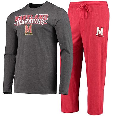 Men's Concepts Sport Red/Heathered Charcoal Maryland Terrapins Meter Long Sleeve T-Shirt & Pants Sleep Set