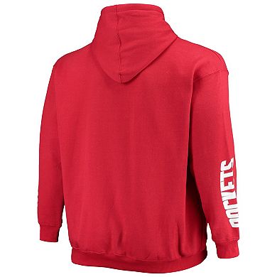 Men's Fanatics Branded Red Houston Rockets Big & Tall Team Wordmark Pullover Hoodie