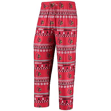 Men's Concepts Sport Red Louisville Cardinals Ugly Sweater Long Sleeve T-Shirt and Pants Sleep Set