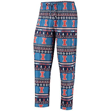 Men's Concepts Sport Blue Illinois Fighting Illini Ugly Sweater Long Sleeve T-Shirt and Pants Sleep Set