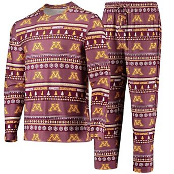 Men's Concepts Sport Maroon Minnesota Golden Gophers Ugly Sweater Long Sleeve T-Shirt and Pants Sleep Set