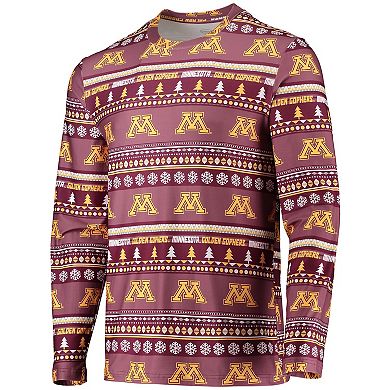 Men's Concepts Sport Maroon Minnesota Golden Gophers Ugly Sweater Long Sleeve T-Shirt and Pants Sleep Set