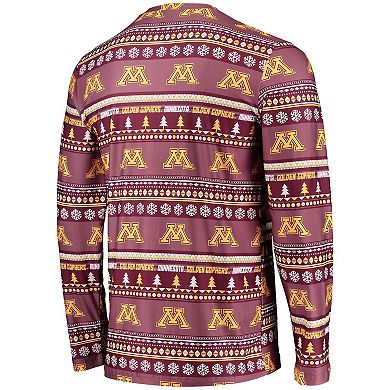 Men's Concepts Sport Maroon Minnesota Golden Gophers Ugly Sweater Long Sleeve T-Shirt and Pants Sleep Set
