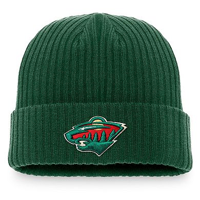 Men's Fanatics Branded Kelly Green Minnesota Wild Core Primary Logo Cuffed Knit Hat