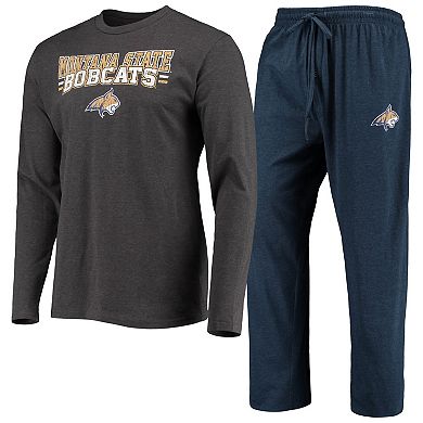 Men's Concepts Sport Navy/Heathered Charcoal Montana State Bobcats Meter Long Sleeve T-Shirt & Pants Sleep Set