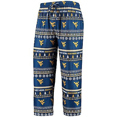 Men's Concepts Sport Navy West Virginia Mountaineers Ugly Sweater Long Sleeve T-Shirt and Pants Sleep Set