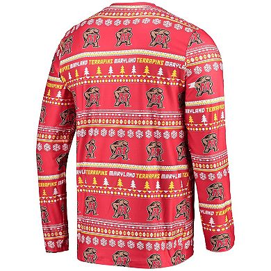 Men's Concepts Sport Red Maryland Terrapins Ugly Sweater Long Sleeve T-Shirt and Pants Sleep Set