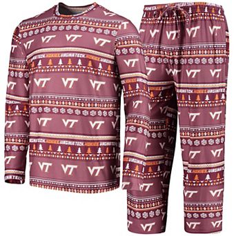 Men's Concepts Sport Maroon Virginia Tech Hokies Ugly Sweater Long Sleeve T-Shirt and Pants Sleep Set