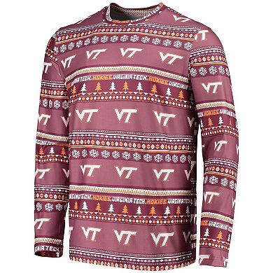 Men's Concepts Sport Maroon Virginia Tech Hokies Ugly Sweater Long Sleeve T-Shirt and Pants Sleep Set