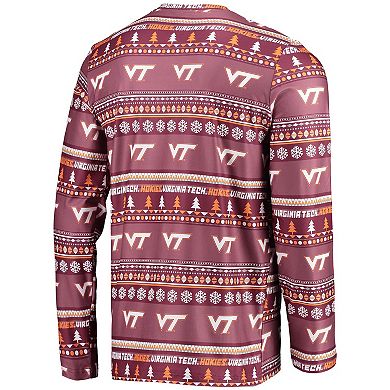 Men's Concepts Sport Maroon Virginia Tech Hokies Ugly Sweater Long Sleeve T-Shirt and Pants Sleep Set