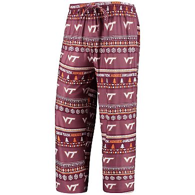 Men's Concepts Sport Maroon Virginia Tech Hokies Ugly Sweater Long Sleeve T-Shirt and Pants Sleep Set