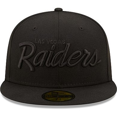 Men's New Era Las Vegas Raiders Black on Black Alternate Logo 59FIFTY Fitted Hat