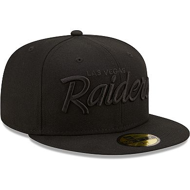 Men's New Era Las Vegas Raiders Black on Black Alternate Logo 59FIFTY Fitted Hat