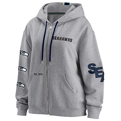 Women's WEAR by Erin Andrews Gray Seattle Seahawks Full-Zip Hoodie