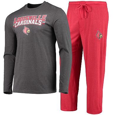 Men's Concepts Sport Red/Heathered Charcoal Louisville Cardinals Meter Long Sleeve T-Shirt & Pants Sleep Set