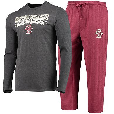 Men's Concepts Sport Maroon/Heathered Charcoal Boston College Eagles Meter Long Sleeve T-Shirt & Pants Sleep Set