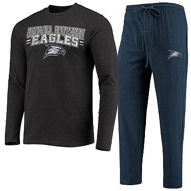 Men's Concepts Sport Navy/Heathered Charcoal Georgia Southern Eagles Meter Long Sleeve T-Shirt & Pants Sleep Set