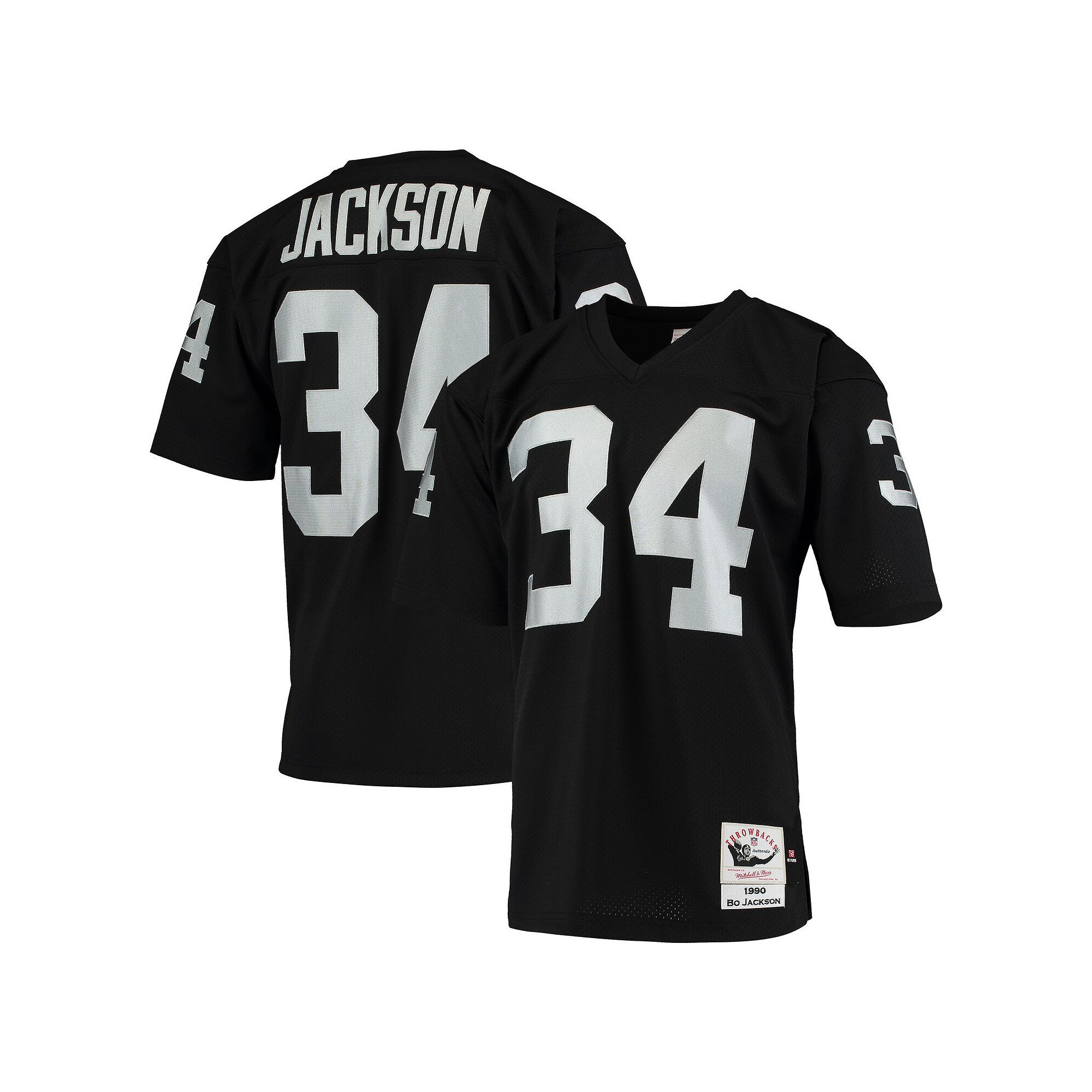 Mens Mitchell & Ness Bo Jackson Black Las Vegas Raiders 1990 Authentic Thr