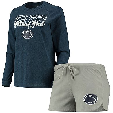 Women's Concepts Sport Navy/Gray Penn State Nittany Lions Raglan Long Sleeve T-Shirt & Shorts Sleep Set
