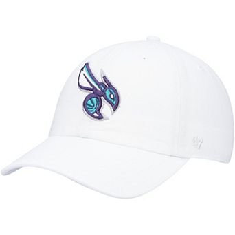 Men's '47 White Charlotte Hornets Core Logo Clean Up Adjustable Hat