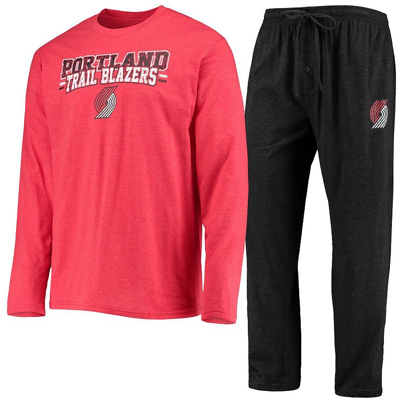 Mens Concepts Sport Black/Red Portland Trail Blazers Long Sleeve T-Shirt &