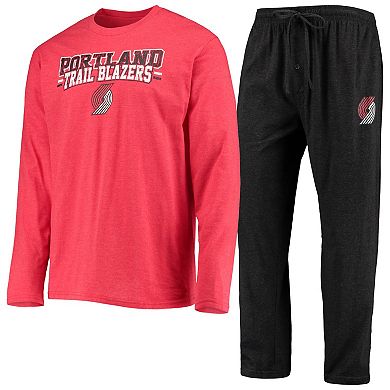 Men's Concepts Sport Black/Red Portland Trail Blazers Long Sleeve T-Shirt & Pants Sleep Set