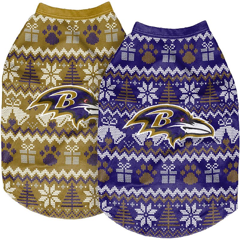 FOCO Baltimore Ravens Reversible Holiday Dog Sweater, Size: Small, RAV Purp