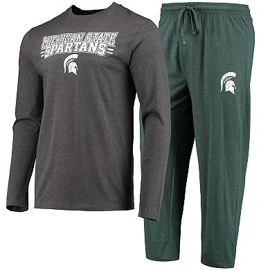 Men's Concepts Sport Green/Heathered Charcoal Michigan State Spartans Meter Long Sleeve T-Shirt & Pants Sleep Set