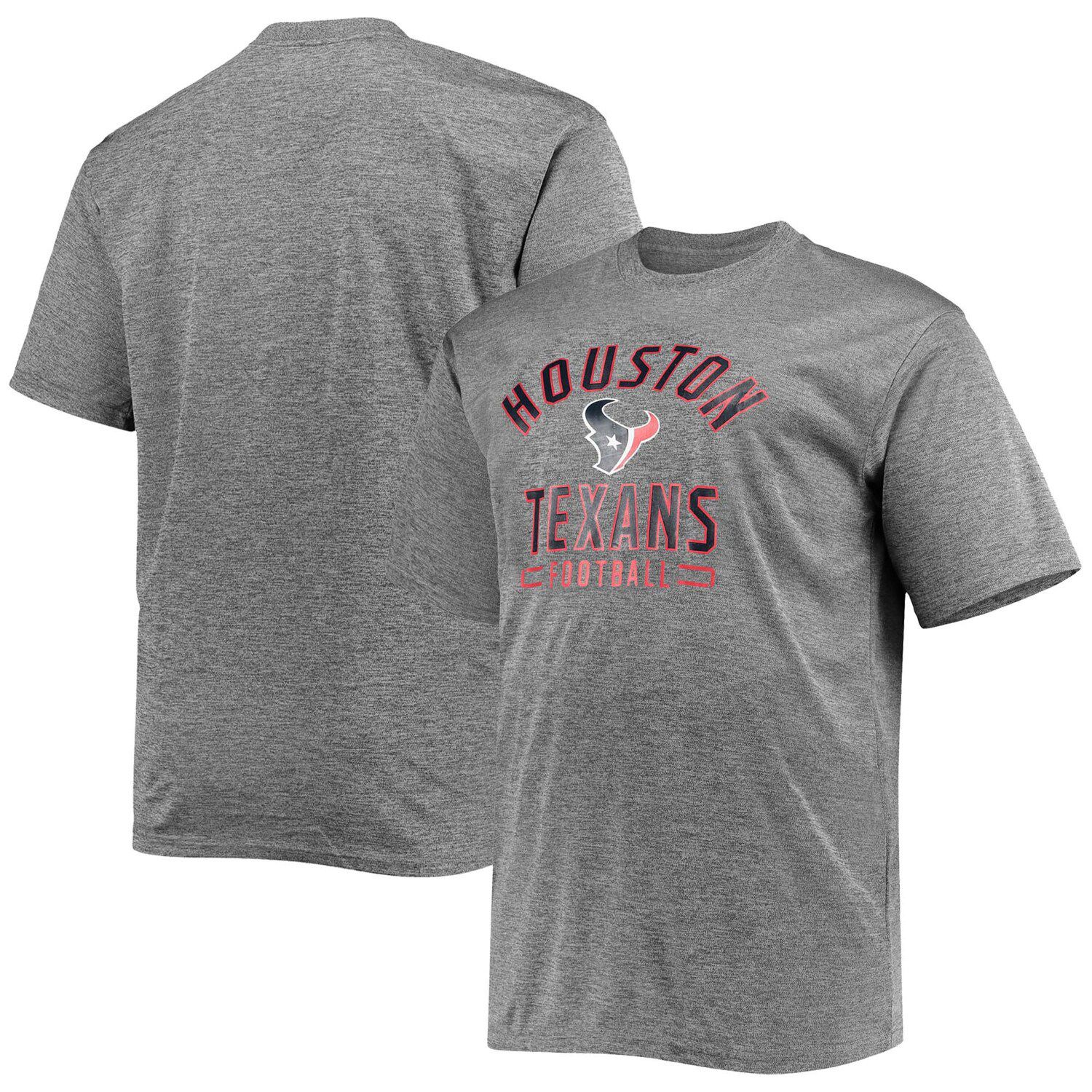 Men's Houston Texans Fanatics Branded Heathered Gray Big & Tall Practice  Long Sleeve T-Shirt