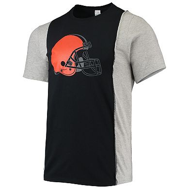 Men's Refried Apparel Black/Heathered Gray Cleveland Browns Sustainable Split T-Shirt