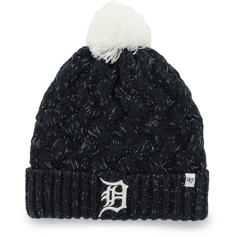 Womens 47 Navy Detroit Tigers Knit Cuffed Hat with Pom, TGR Blue
