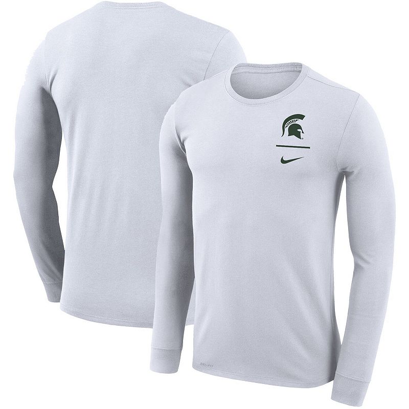 Mens Nike White Michigan State Spartans Logo Stack Legend Performance Long