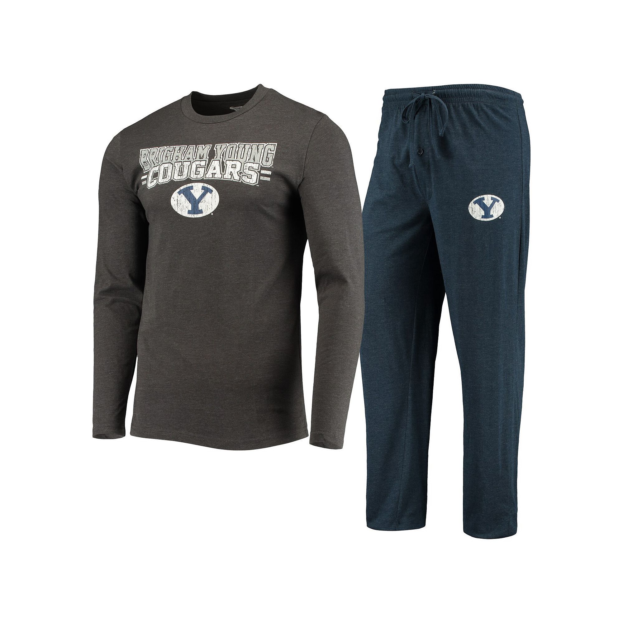 Mens Concepts Sport Navy/Heathered Charcoal BYU Cougars Meter Long Sleeve 