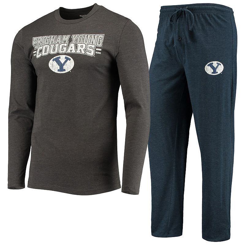 Mens Concepts Sport Navy/Heathered Charcoal BYU Cougars Meter Long Sleeve 