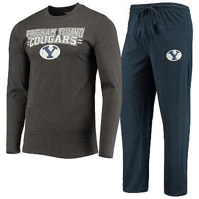 Men's Concepts Sport Navy/Heathered Charcoal BYU Cougars Meter Long Sleeve T-Shirt & Pants Sleep Set