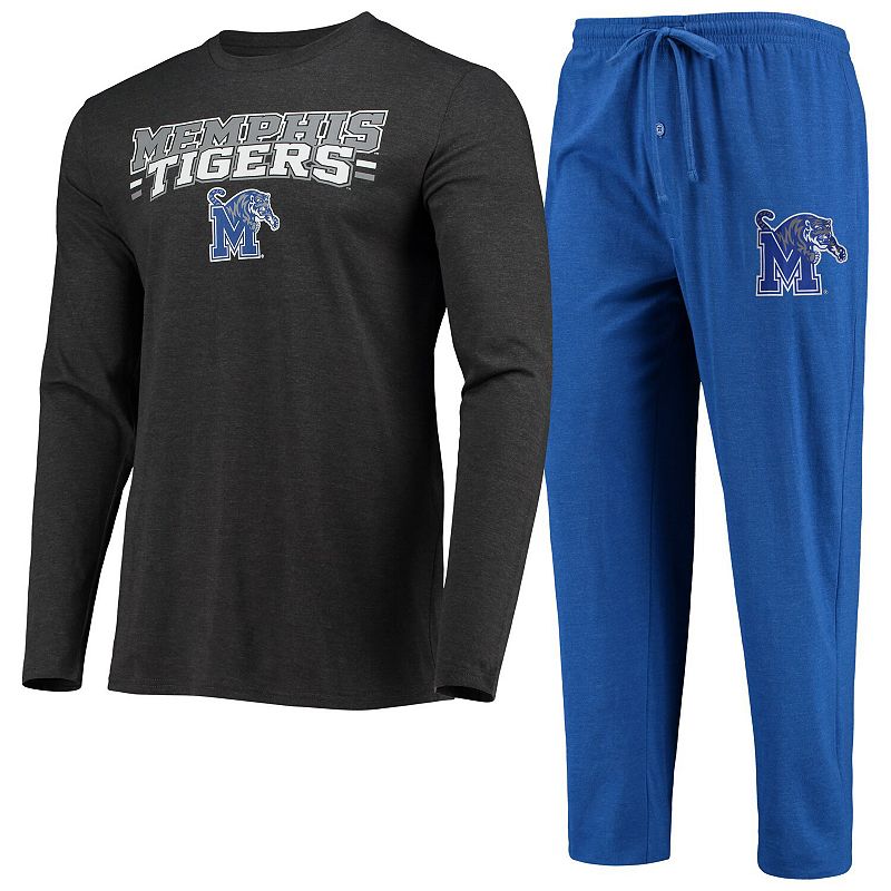 Mens Concepts Sport Royal/Heathered Charcoal Memphis Tigers Meter Long Sle