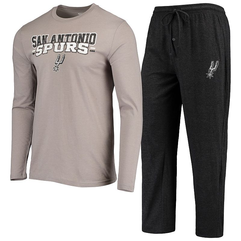 Mens Concepts Sport Gray/Black San Antonio Spurs Long Sleeve T-Shirt & Pan