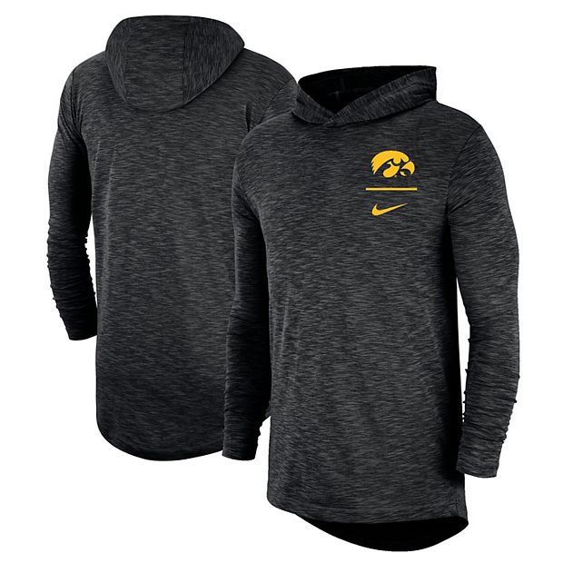 Men's Nike Black Iowa Hawkeyes Slub Space-Dye Performance Long Sleeve Hoodie  T-Shirt