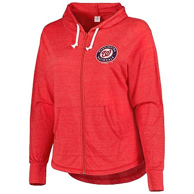 Women's Soft as a Grape Red Washington Nationals Plus Size Full-Zip Lightweight Hoodie Top