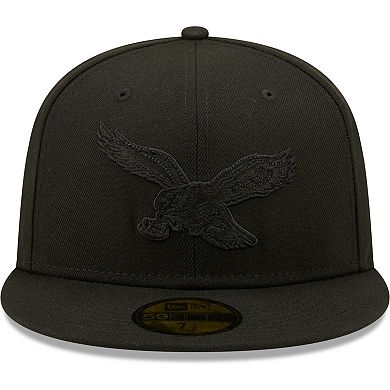 Men's New Era Philadelphia Eagles Black on Black Alternate Logo 59FIFTY ...