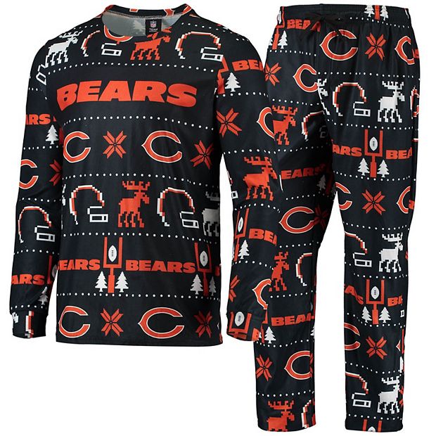 Chicago Bears Navy Holiday Wordmark Ugly Pajama Set