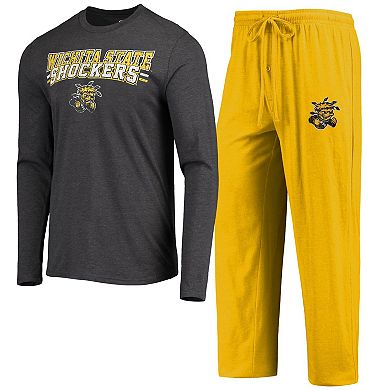 Men's Concepts Sport Yellow/Heathered Charcoal Wichita State Shockers Meter Long Sleeve T-Shirt & Pants Sleep Set