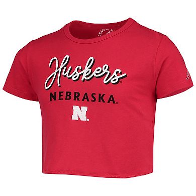 Girls Youth League Collegiate Wear Scarlet Nebraska Huskers Cropped T-Shirt